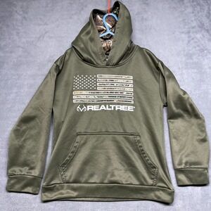 Realtree By Staghorn Outfitters Hoodie Boys 7Y Olive Green American Flag Graphic